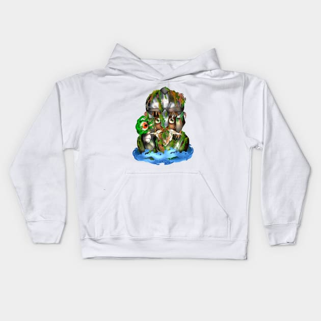 Dwarf warrior and an eyeball monster Kids Hoodie by cuisinecat